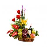 Más información de Arreglo Frutas,Flores Exóticas y Vino