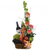 Más información de Cesta de frutas,flores  y Vino